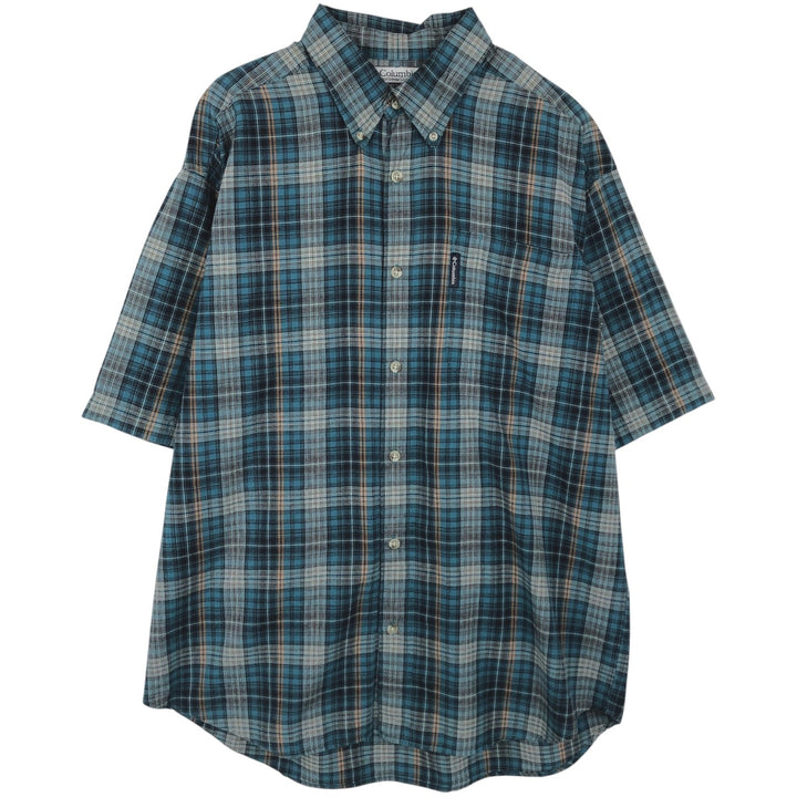 Columbia Short Sleeve Button Down Check Shirt, Men's Size L cotton white type Vintage Second Hand