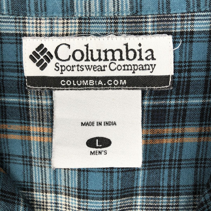 Columbia Short Sleeve Button Down Check Shirt, Men's Size L cotton white type Vintage Second Hand