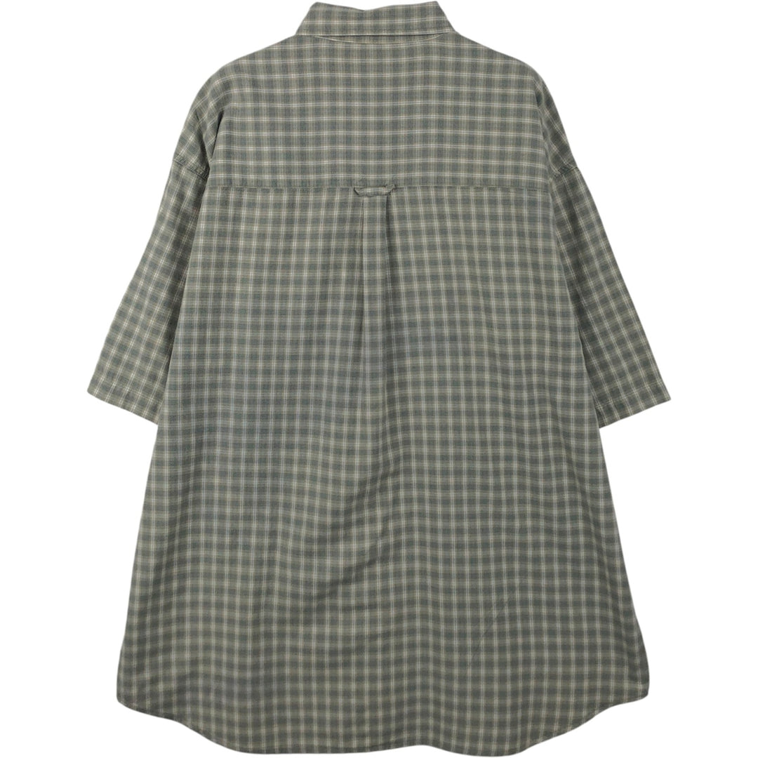 00'S Columbia Short Sleeve Button Down Check Shirt Men's XL cotton Khaki type sage green Vintage Second Hand