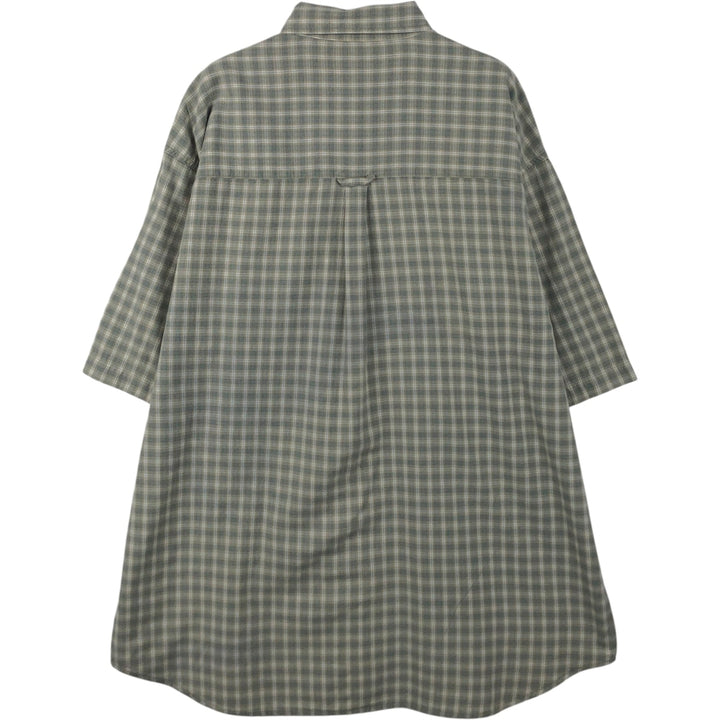00'S Columbia Short Sleeve Button Down Check Shirt Men's XL cotton Khaki type sage green Vintage Second Hand