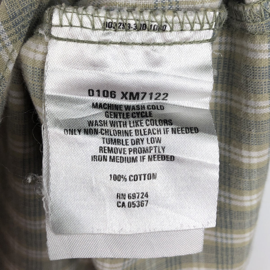 00'S Columbia Short Sleeve Button Down Check Shirt Men's XL cotton Khaki type sage green Vintage Second Hand