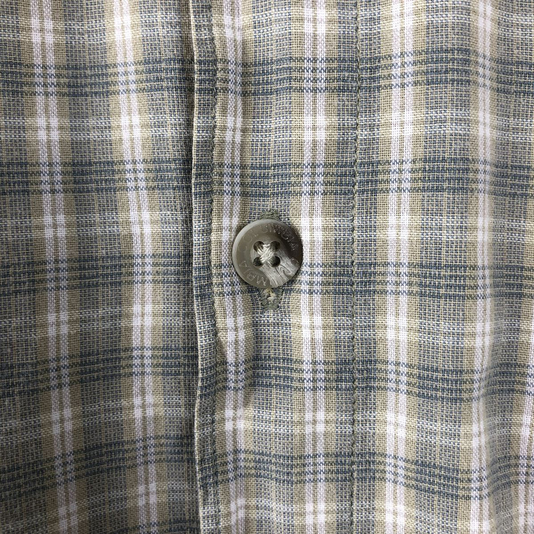 00'S Columbia Short Sleeve Button Down Check Shirt Men's XL cotton Khaki type sage green Vintage Second Hand