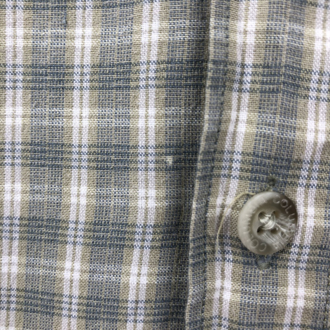 00'S Columbia Short Sleeve Button Down Check Shirt Men's XL cotton Khaki type sage green Vintage Second Hand