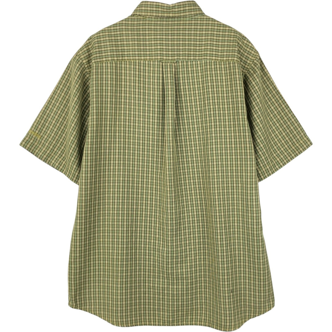Columbia XCO Short-Sleeve Cotton Check Shirt, Men's Size L (approx.) Modal Khaki type sage green Vintage Second Hand