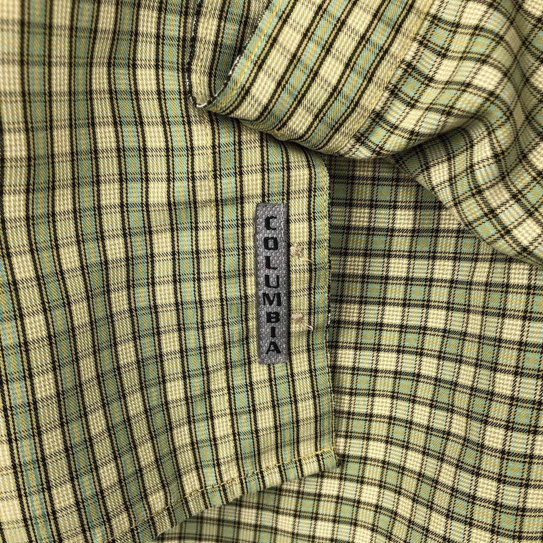 Columbia XCO Short-Sleeve Cotton Check Shirt, Men's Size L (approx.) Modal Khaki type sage green Vintage Second Hand