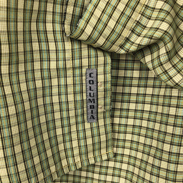 Columbia XCO Short-Sleeve Cotton Check Shirt, Men's Size L (approx.) Modal Khaki type sage green Vintage Second Hand