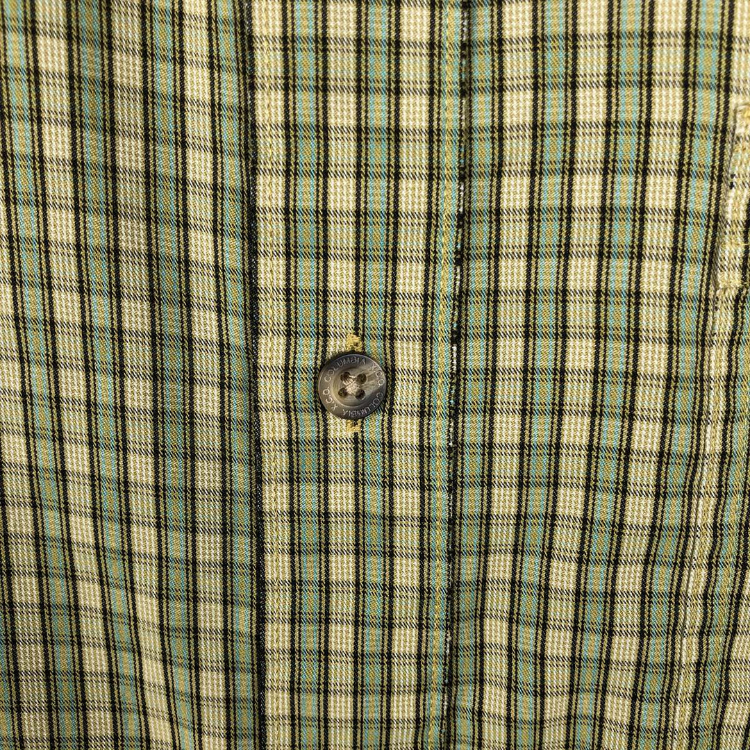 Columbia XCO Short-Sleeve Cotton Check Shirt, Men's Size L (approx.) Modal Khaki type sage green Vintage Second Hand