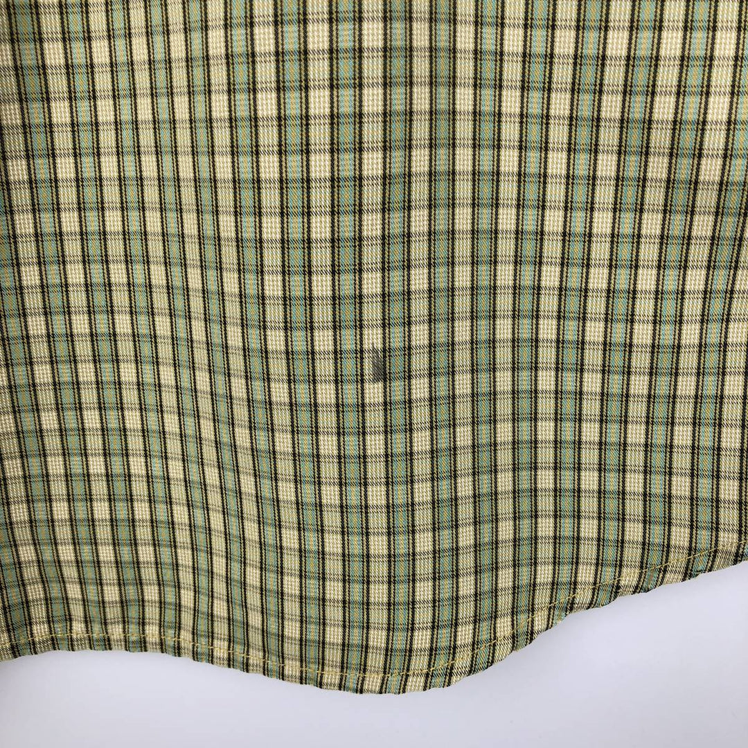 Columbia XCO Short-Sleeve Cotton Check Shirt, Men's Size L (approx.) Modal Khaki type sage green Vintage Second Hand