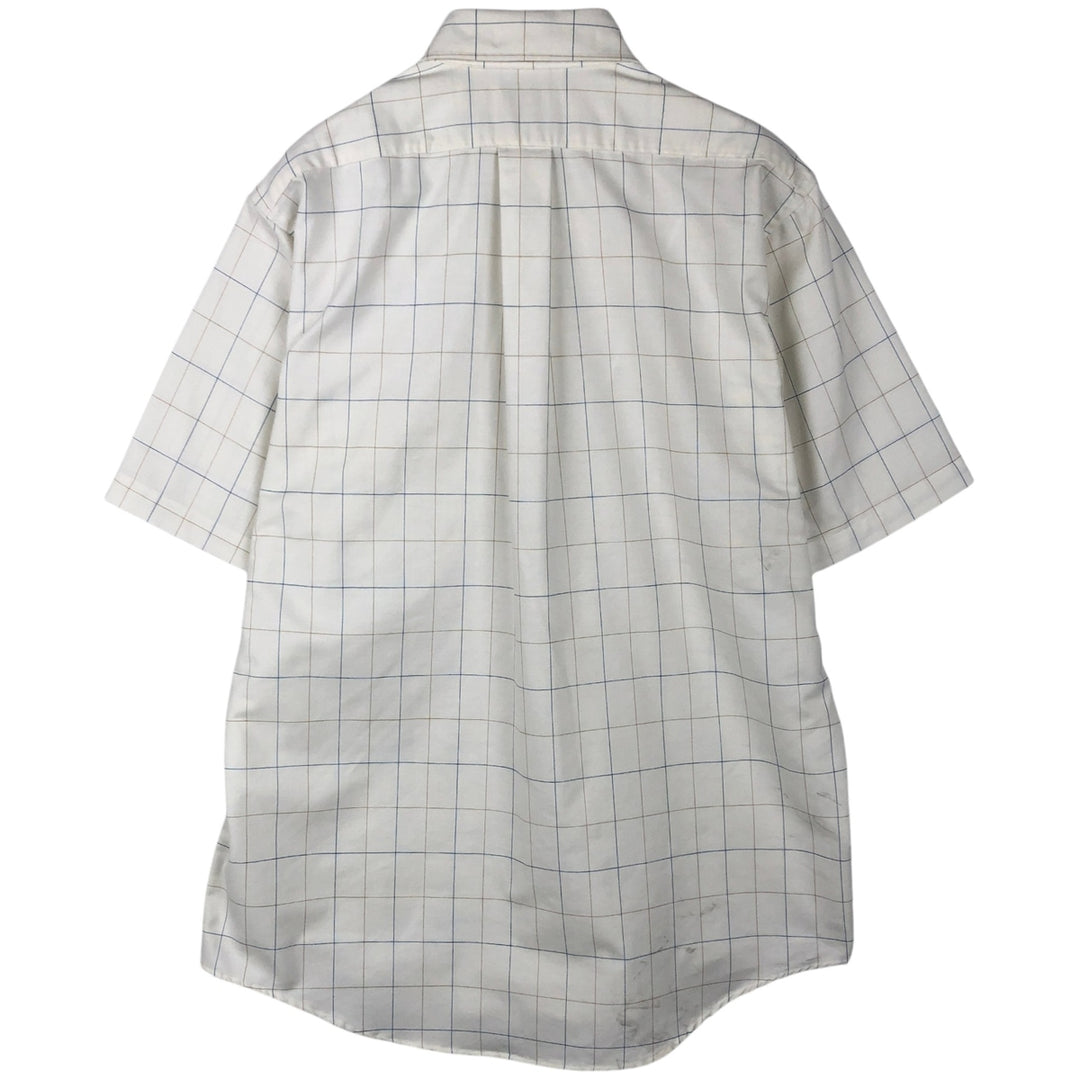 70s~80'S LLBean short sleeve button down check shirt made in USA men's XL size vintage cotton white type Vintage Second Hand