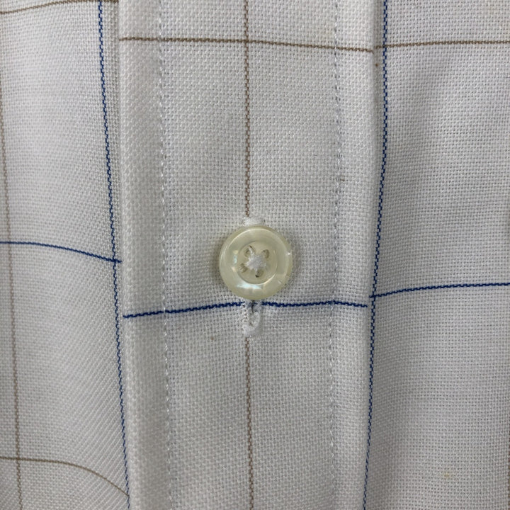 70s~80'S LLBean short sleeve button down check shirt made in USA men's XL size vintage cotton white type Vintage Second Hand