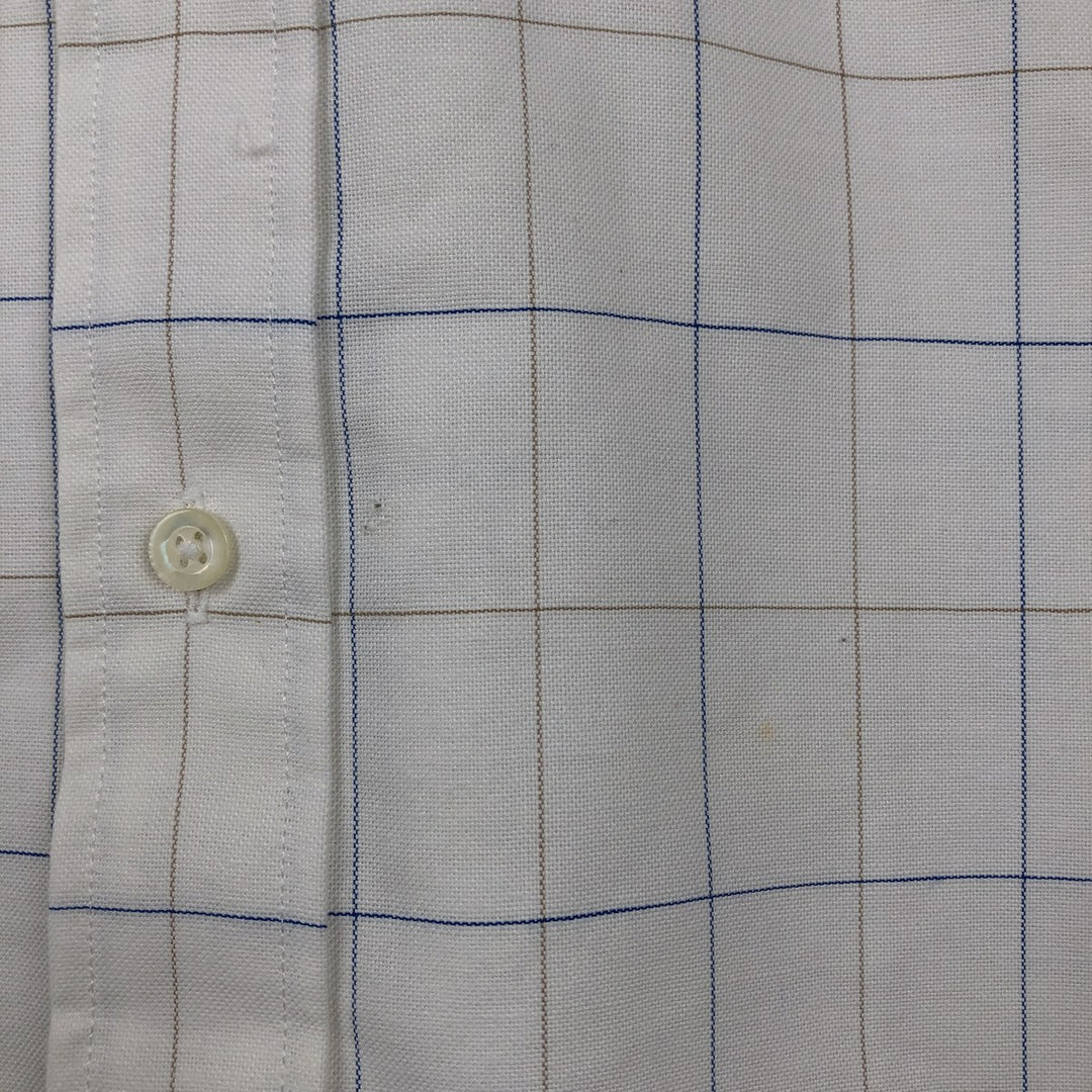 70s~80'S LLBean short sleeve button down check shirt made in USA men's XL size vintage cotton white type Vintage Second Hand