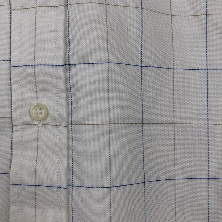 70s~80'S LLBean short sleeve button down check shirt made in USA men's XL size vintage cotton white type Vintage Second Hand