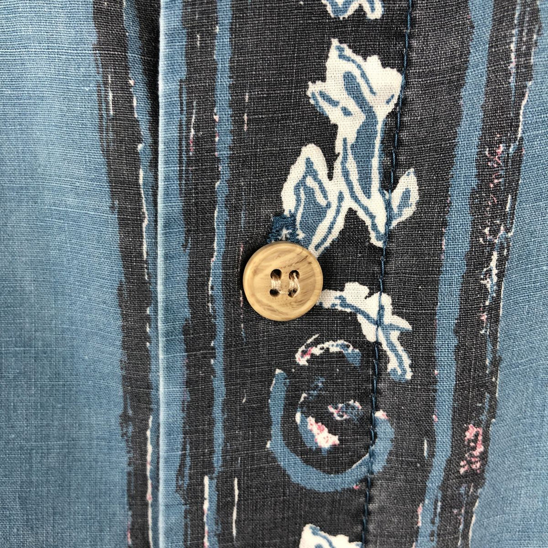 1990'S St. John's Bay all-over print short-sleeved button-down striped shirt, men's size L equivalent, vintage. cotton Navy blue Vintage Second Hand
