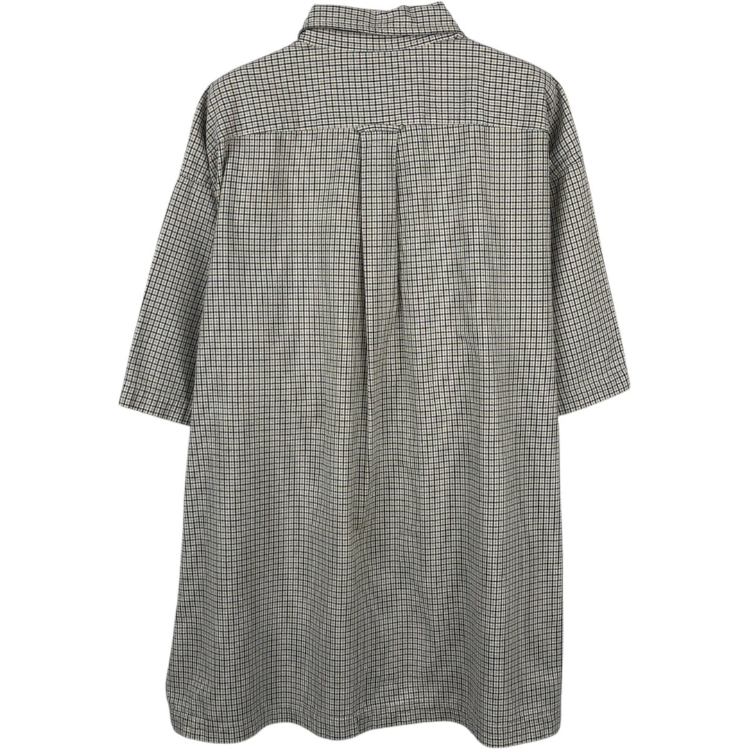 90'S J.Crew Seersucker Short-Sleeve Cotton Check Shirt, Men's Size L (Equivalent), Vintage cotton white type Vintage Second Hand