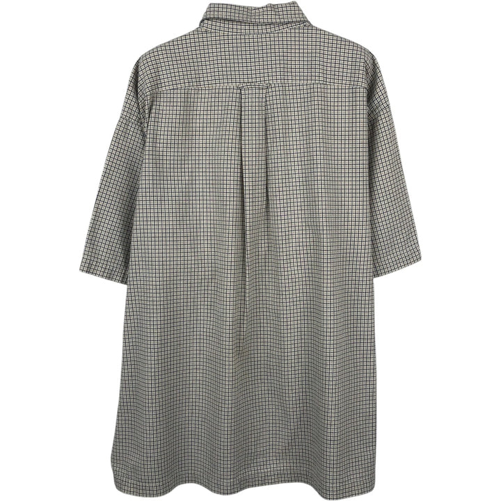 90'S J.Crew Seersucker Short-Sleeve Cotton Check Shirt, Men's Size L (Equivalent), Vintage cotton white type Vintage Second Hand