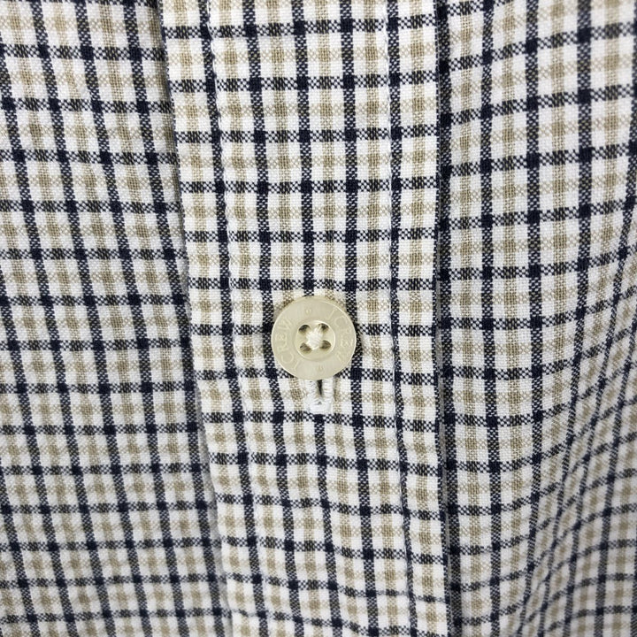 90'S J.Crew Seersucker Short-Sleeve Cotton Check Shirt, Men's Size L (Equivalent), Vintage cotton white type Vintage Second Hand
