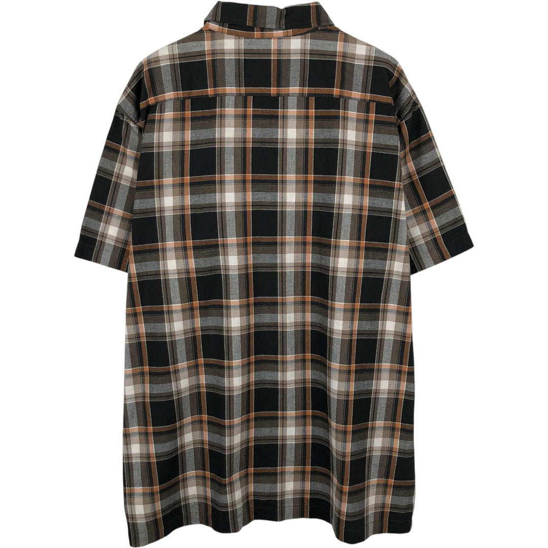 Dickies Short-Sleeve Cotton Check Shirt, Boxy Fit, Men's Size XL (approx.) cotton black type Vintage Second Hand
