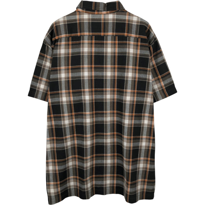 Dickies Short-Sleeve Cotton Check Shirt, Boxy Fit, Men's Size XL (approx.) cotton black type Vintage Second Hand