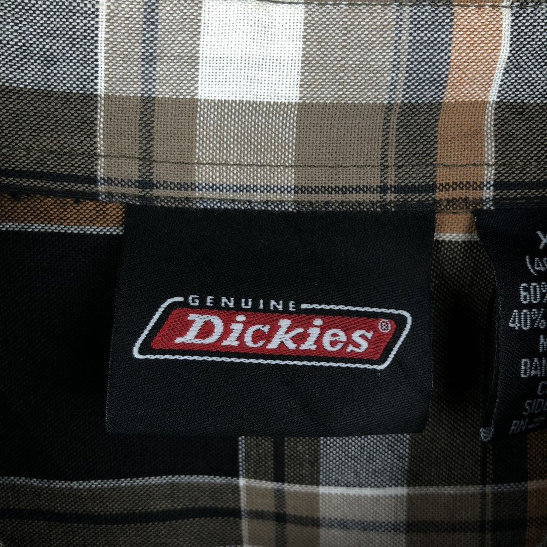 Dickies Short-Sleeve Cotton Check Shirt, Boxy Fit, Men's Size XL (approx.) cotton black type Vintage Second Hand
