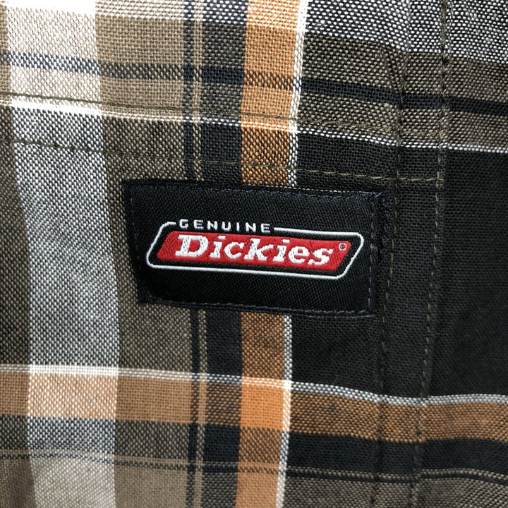 Dickies Short-Sleeve Cotton Check Shirt, Boxy Fit, Men's Size XL (approx.) cotton black type Vintage Second Hand