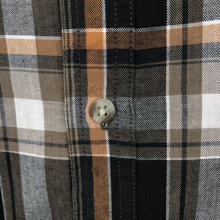 Dickies Short-Sleeve Cotton Check Shirt, Boxy Fit, Men's Size XL (approx.) cotton black type Vintage Second Hand
