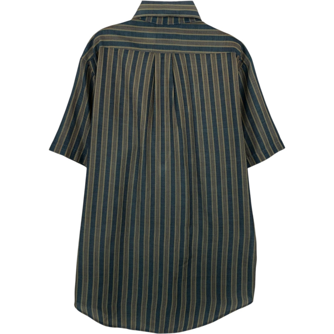 ~1970'S Town Craft Short-Sleeve Striped Shirt, Men's Size M (Equivalent), Vintage unclear beige type brown Vintage Second Hand