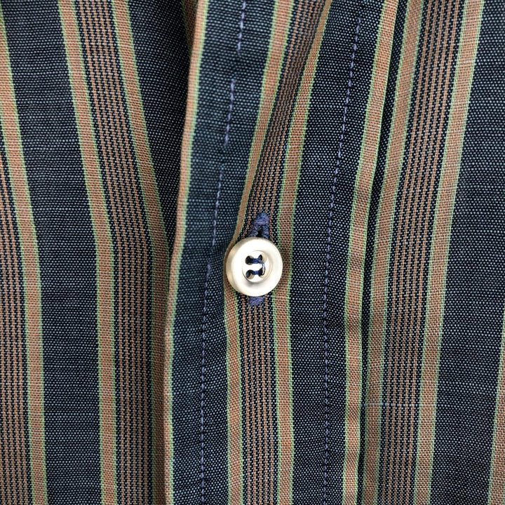 ~1970'S Town Craft Short-Sleeve Striped Shirt, Men's Size M (Equivalent), Vintage unclear beige type brown Vintage Second Hand