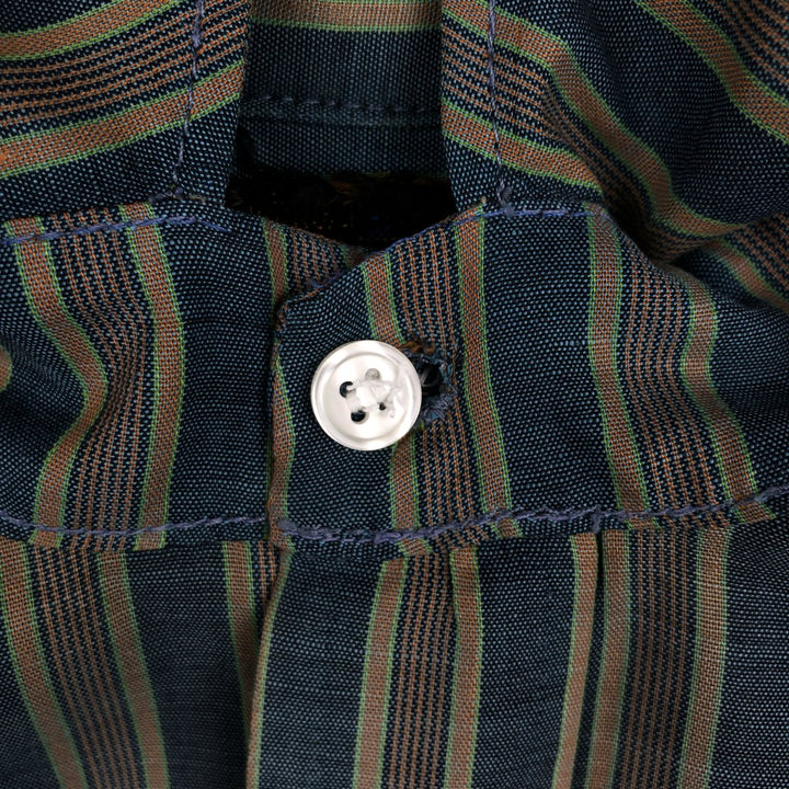 ~1970'S Town Craft Short-Sleeve Striped Shirt, Men's Size M (Equivalent), Vintage unclear beige type brown Vintage Second Hand
