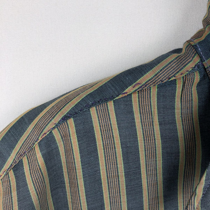 ~1970'S Town Craft Short-Sleeve Striped Shirt, Men's Size M (Equivalent), Vintage unclear beige type brown Vintage Second Hand