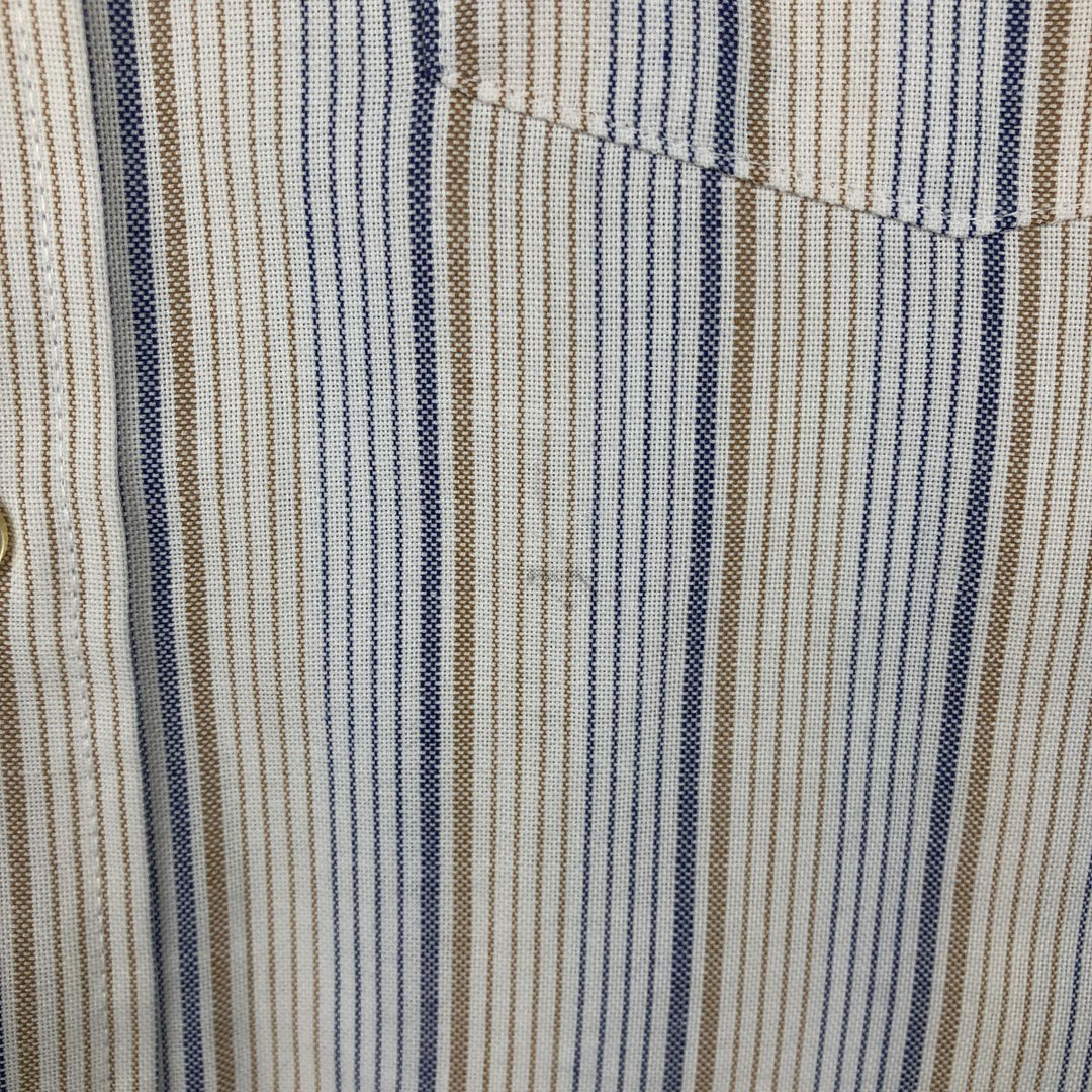 1970'S Kmart Stripe Pattern Short-Sleeve Button-Down Stripe Shirt, Made in USA, Men's Size S (Equivalent), Vintage polyester white type Vintage Second Hand