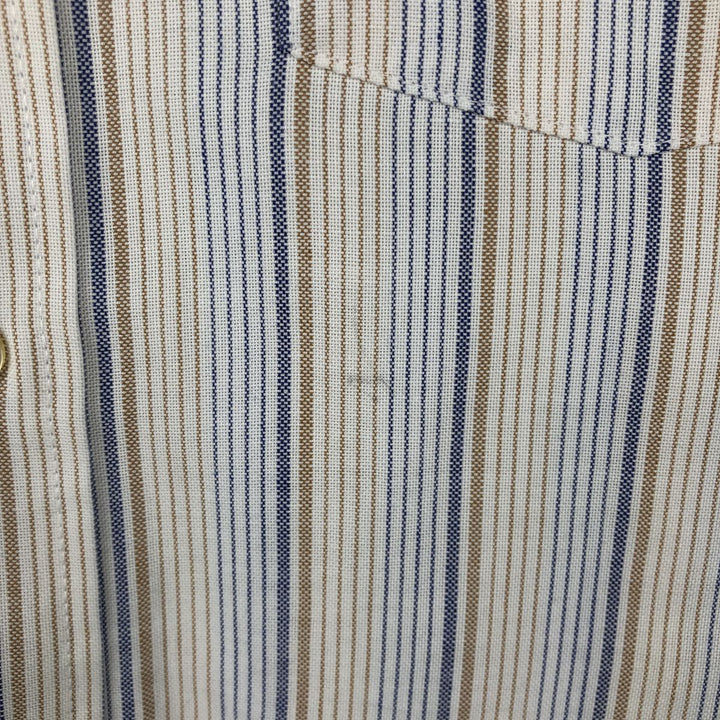 1970'S Kmart Stripe Pattern Short-Sleeve Button-Down Stripe Shirt, Made in USA, Men's Size S (Equivalent), Vintage polyester white type Vintage Second Hand