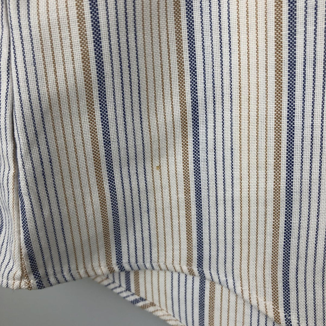 1970'S Kmart Stripe Pattern Short-Sleeve Button-Down Stripe Shirt, Made in USA, Men's Size S (Equivalent), Vintage polyester white type Vintage Second Hand