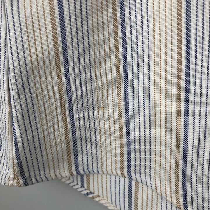 1970'S Kmart Stripe Pattern Short-Sleeve Button-Down Stripe Shirt, Made in USA, Men's Size S (Equivalent), Vintage polyester white type Vintage Second Hand