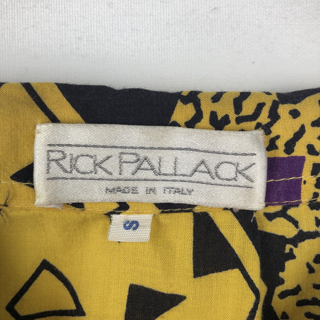 RICK PALLACK all-over print short-sleeved boxy shirt, made in Italy, men's size S. unclear yellow type Vintage Second Hand