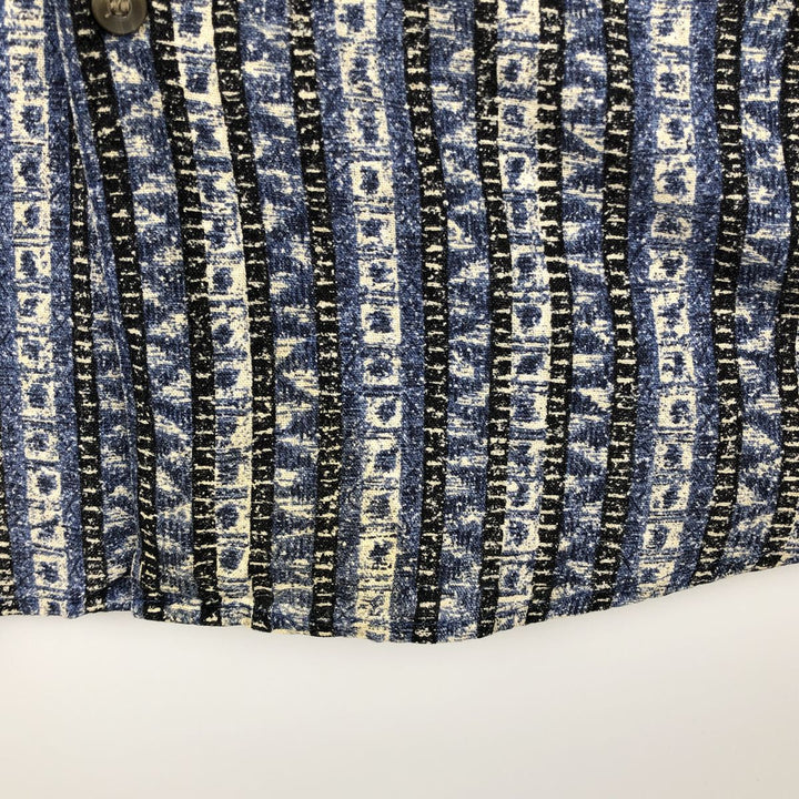 1990s-era David Taylor all-over print short-sleeved silk shirt, men's size L equivalent, vintage. silk blue type Vintage Second Hand
