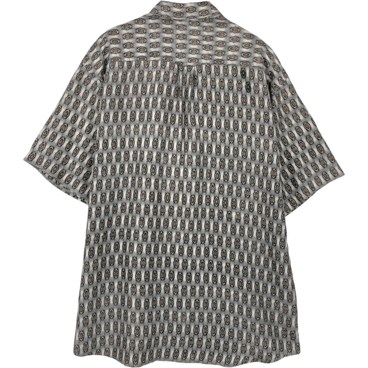 COLORE all-over print short-sleeved silk shirt, men's size M. silk gray type Vintage Second Hand