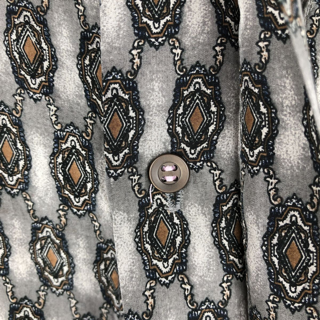 COLORE all-over print short-sleeved silk shirt, men's size M. silk gray type Vintage Second Hand