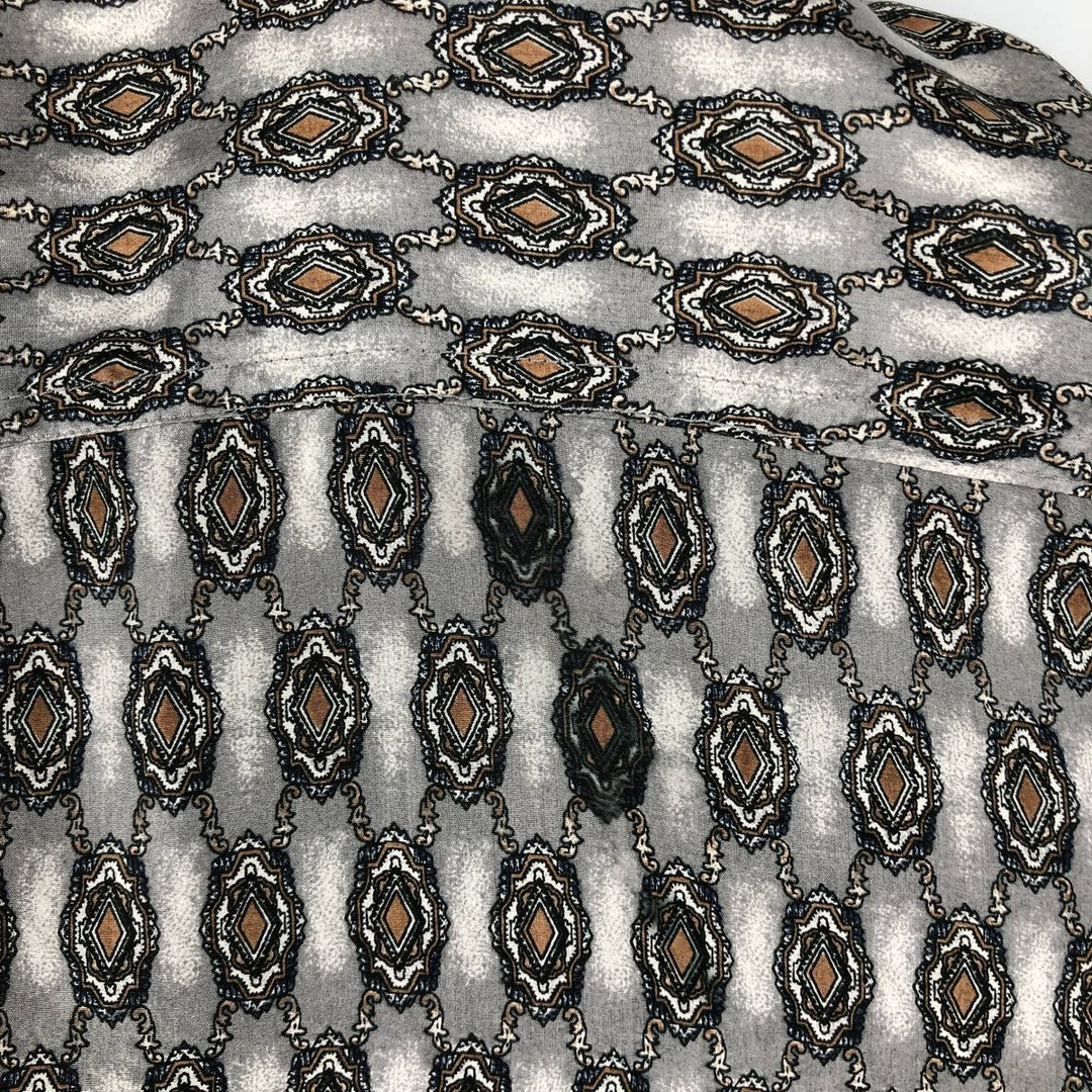 COLORE all-over print short-sleeved silk shirt, men's size M. silk gray type Vintage Second Hand