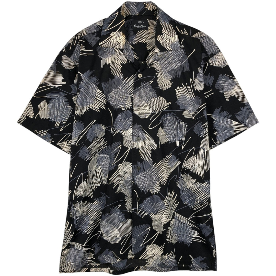 Countess Mara all-over print short-sleeved open-collar cotton shirt, men's size S. cotton black type Vintage Second Hand