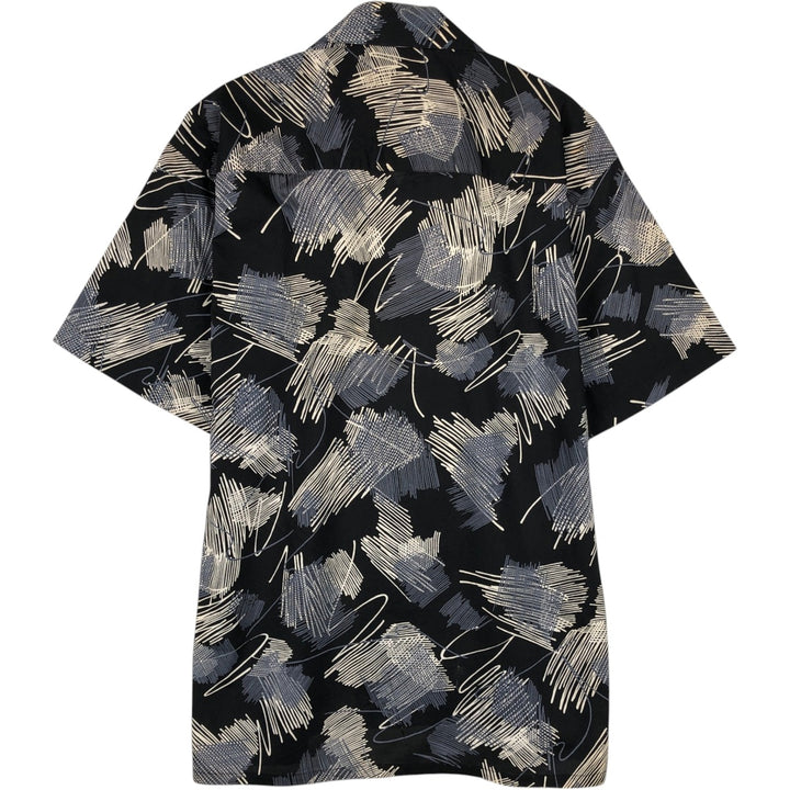 Countess Mara all-over print short-sleeved open-collar cotton shirt, men's size S. cotton black type Vintage Second Hand