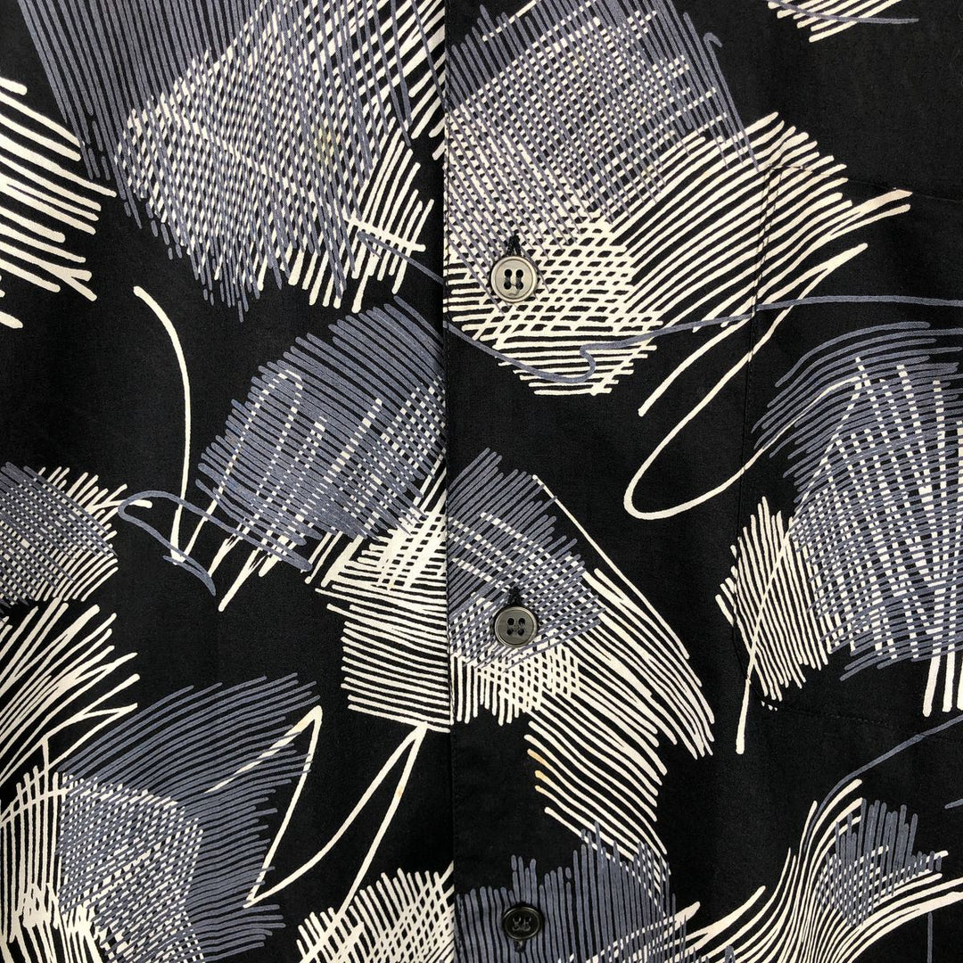 Countess Mara all-over print short-sleeved open-collar cotton shirt, men's size S. cotton black type Vintage Second Hand