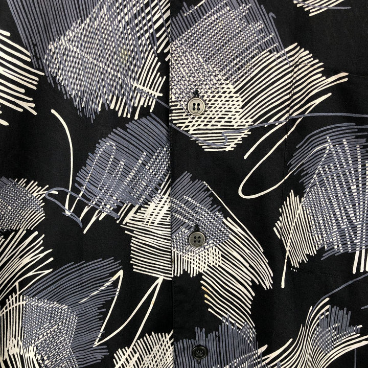 Countess Mara all-over print short-sleeved open-collar cotton shirt, men's size S. cotton black type Vintage Second Hand
