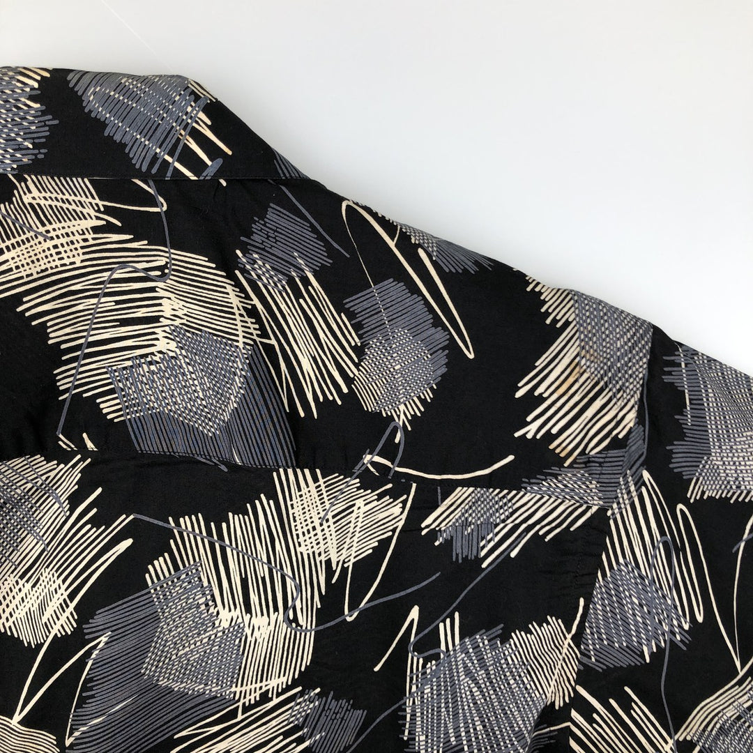 Countess Mara all-over print short-sleeved open-collar cotton shirt, men's size S. cotton black type Vintage Second Hand
