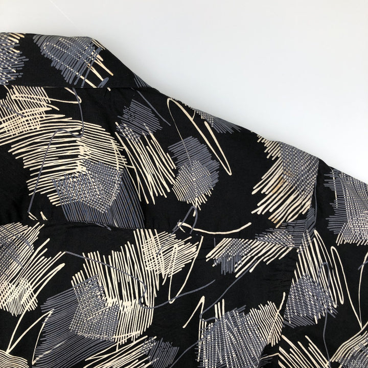 Countess Mara all-over print short-sleeved open-collar cotton shirt, men's size S. cotton black type Vintage Second Hand