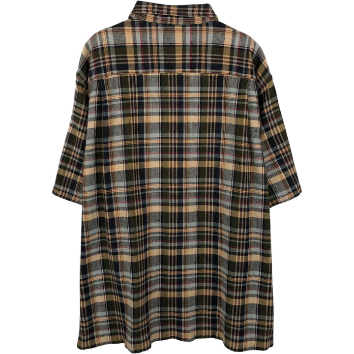 Dockers Short Sleeve Cotton Check Shirt, Box Shirt, Men's Size L cotton navy blue type Vintage Second Hand