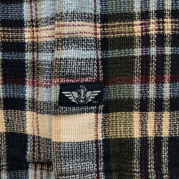 Dockers Short Sleeve Cotton Check Shirt, Box Shirt, Men's Size L cotton navy blue type Vintage Second Hand