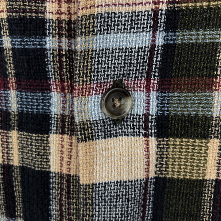 Dockers Short Sleeve Cotton Check Shirt, Box Shirt, Men's Size L cotton navy blue type Vintage Second Hand
