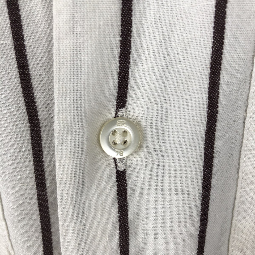 2000'S Banana Republic Slim Fit Stripe Pattern Short-Sleeve Open Collar Linen Shirt, Boxy Shirt, Men's Size S (approx.) linen white type Vintage Second Hand