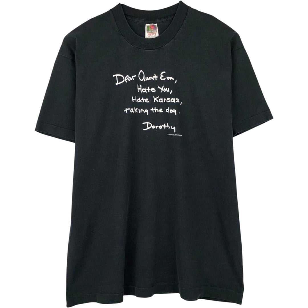90s-00'S Fruit of the Loom message print T-shirt, men's size XL. cotton black type Vintage Second Hand