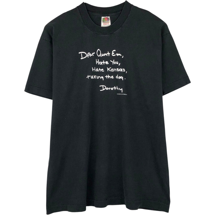 90s-00'S Fruit of the Loom message print T-shirt, men's size XL. cotton black type Vintage Second Hand